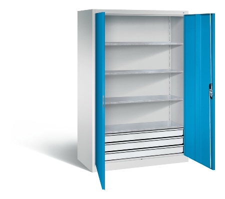 C+P Großraum-Werkzeugschrank 8922-5030 Acurado 3 Schubladen mittig Ergo-Lock Zylinder (HxBxT) 1950x930x600mm 7035/5023