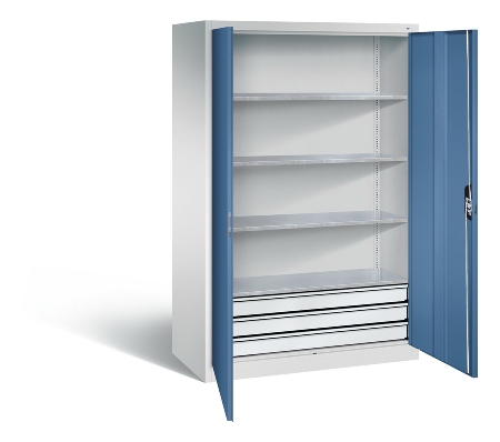 C+P Großraum-Werkzeugschrank 8922-5030 Acurado 3 Schubladen mittig Ergo-Lock Zylinder (HxBxT) 1950x930x600mm 7035/5023