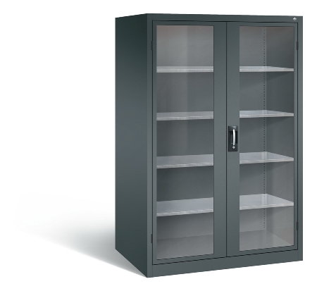 C+P Werkzeugschrank 8931-055 Acurado 4 Einlegeböden Sichtfenster Ergo-Lock Zylinder (HxBxT) 1950x1200x500mm 7035/7035