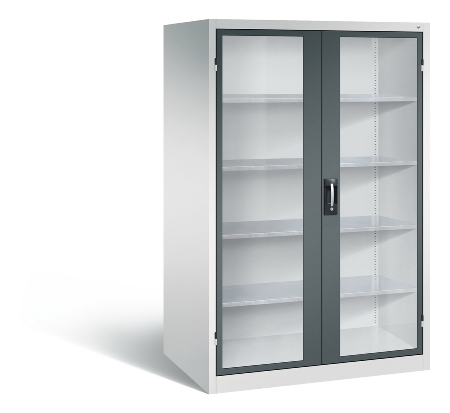 C+P Werkzeugschrank 8931-055 Acurado 4 Einlegeböden Sichtfenster Ergo-Lock Zylinder (HxBxT) 1950x1200x500mm 7035/7035