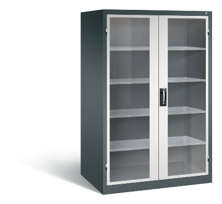 C+P Werkzeugschrank 8931-055 Acurado 4 Einlegeböden Sichtfenster Ergo-Lock Zylinder (HxBxT) 1950x1200x500mm 7035/7035