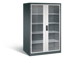 C+P Werkzeugschrank 8931-055 Acurado 4 Einlegeböden Sichtfenster Ergo-Lock Zylinder (HxBxT) 1950x1200x500mm 7035/7035