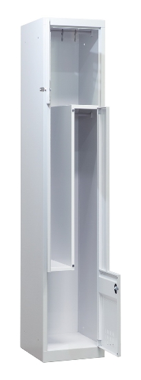 C+P Z-Spind BASIS 8023-122 bodenstehend 1 Abteil 400mm für 2 Personen Zylinderschloss (HxBxT) 1800x400x490mm 7035/5010