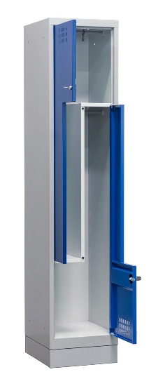 C+P Z-Spind BASIS 8023-122 bodenstehend 1 Abteil 400mm für 2 Personen Zylinderschloss (HxBxT) 1800x400x490mm 7035/5010