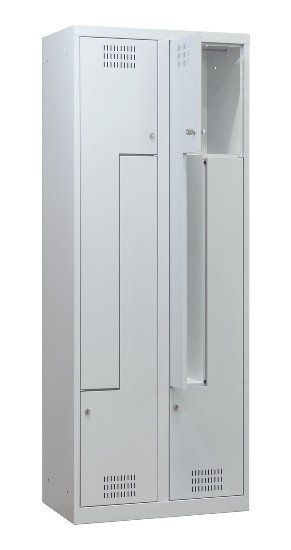 C+P Z-Spind BASIS 8023-122 bodenstehend 1 Abteil 400mm für 2 Personen Zylinderschloss (HxBxT) 1800x400x490mm 7035/5010