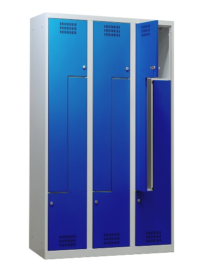 C+P Z-Spind BASIS 8023-122 bodenstehend 1 Abteil 400mm für 2 Personen Zylinderschloss (HxBxT) 1800x400x490mm 7035/5010
