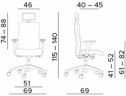 Bürodrehstuhl to-strike work mit Vollpolster-Rückenlehne und Nackenstütze, Synchron-Mechanik 2 (4fach arretierbar) 4F-Armlehnen