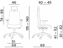 Bürodrehstuhl to-strike work mit Vollpolster-Rückenlehne und Nackenstütze, Synchron-Mechanik 2 (4fach arretierbar) 4F-Armlehnen