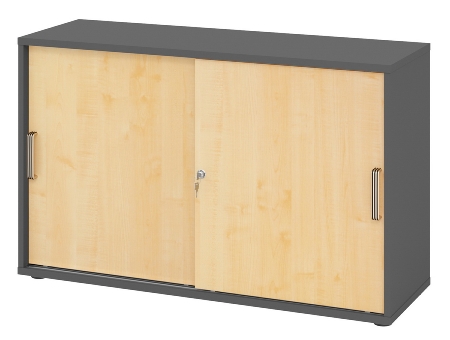 Hammerbacher 1752S Schiebetürenschrank 2OH Relinggriff (RE) abschließbar (BxTxH) 120x40x74,8cm Graphit/Silber