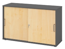 Hammerbacher 1752S Schiebetürenschrank 2OH Relinggriff (RE) abschließbar (BxTxH) 120x40x74,8cm Graphit/Silber