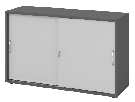 Hammerbacher 1752S Schiebetürenschrank 2OH Relinggriff (RE) abschließbar (BxTxH) 120x40x74,8cm Graphit/Silber