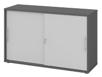 Hammerbacher 1752S Schiebetürenschrank 2OH Relinggriff (RE) abschließbar (BxTxH) 120x40x74,8cm Graphit/Silber