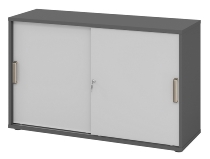 Hammerbacher 1752S Schiebetürenschrank 2OH Relinggriff (RE) abschließbar (BxTxH) 120x40x74,8cm Graphit/Silber