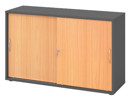 Hammerbacher 1752S Schiebetürenschrank 2OH Relinggriff (RE) abschließbar (BxTxH) 120x40x74,8cm Graphit/Silber