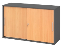 Hammerbacher 1752S Schiebetürenschrank 2OH Relinggriff (RE) abschließbar (BxTxH) 120x40x74,8cm Graphit/Silber