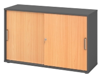 Hammerbacher 1752S Schiebetürenschrank 2OH Relinggriff (RE) abschließbar (BxTxH) 120x40x74,8cm Graphit/Silber