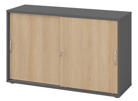 Hammerbacher 1752S Schiebetürenschrank 2OH Relinggriff (RE) abschließbar (BxTxH) 120x40x74,8cm Graphit/Silber