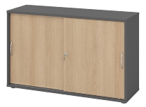 Hammerbacher 1752S Schiebetürenschrank 2OH Relinggriff (RE) abschließbar (BxTxH) 120x40x74,8cm Graphit/Silber