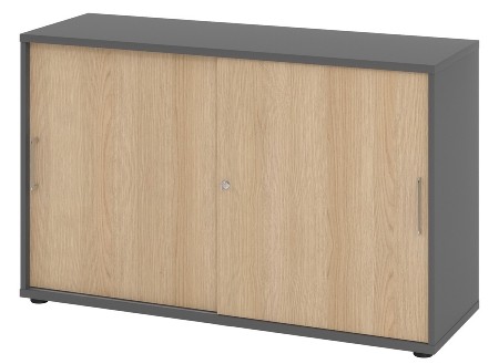 Hammerbacher 1752S Schiebetürenschrank 2OH Relinggriff (RE) abschließbar (BxTxH) 120x40x74,8cm Graphit/Silber