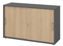 Hammerbacher 1752S Schiebetürenschrank 2OH Relinggriff (RE) abschließbar (BxTxH) 120x40x74,8cm Graphit/Silber