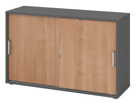 Hammerbacher 1752S Schiebetürenschrank 2OH Relinggriff (RE) abschließbar (BxTxH) 120x40x74,8cm Graphit/Silber