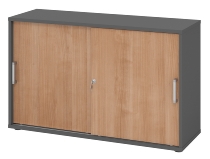 Hammerbacher 1752S Schiebetürenschrank 2OH Relinggriff (RE) abschließbar (BxTxH) 120x40x74,8cm Graphit/Silber