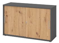Hammerbacher 1752S Schiebetürenschrank 2OH Relinggriff (RE) abschließbar (BxTxH) 120x40x74,8cm Graphit/Silber