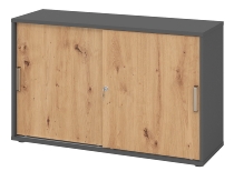Hammerbacher 1752S Schiebetürenschrank 2OH Relinggriff (RE) abschließbar (BxTxH) 120x40x74,8cm Graphit/Silber