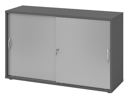 Hammerbacher 1752S Schiebetürenschrank 2OH Relinggriff (RE) abschließbar (BxTxH) 120x40x74,8cm Graphit/Silber