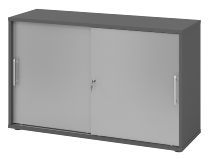 Hammerbacher 1752S Schiebetürenschrank 2OH Relinggriff (RE) abschließbar (BxTxH) 120x40x74,8cm Graphit/Silber