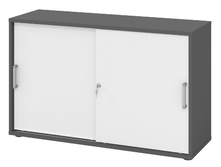 Hammerbacher 1752S Schiebetürenschrank 2OH Relinggriff (RE) abschließbar (BxTxH) 120x40x74,8cm Graphit/Silber