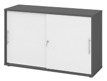 Hammerbacher 1752S Schiebetürenschrank 2OH Relinggriff (RE) abschließbar (BxTxH) 120x40x74,8cm Graphit/Silber