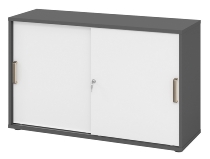 Hammerbacher 1752S Schiebetürenschrank 2OH Relinggriff (RE) abschließbar (BxTxH) 120x40x74,8cm Graphit/Silber