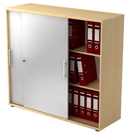Hammerbacher 1753S Schiebetürenschrank 3OH Bügelgriff (BS) abschließbar (BxTxH)120x40x110cm Weiß/Nussbaum