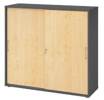 Hammerbacher 1753S Schiebetürenschrank 3OH Bügelgriff (BS) abschließbar (BxTxH)120x40x110cm Weiß/Nussbaum