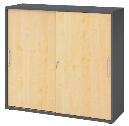 Hammerbacher 1753S Schiebetürenschrank 3OH Bügelgriff (BS) abschließbar (BxTxH)120x40x110cm Weiß/Nussbaum
