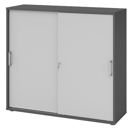Hammerbacher 1753S Schiebetürenschrank 3OH Bügelgriff (BS) abschließbar (BxTxH)120x40x110cm Weiß/Nussbaum