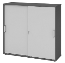 Hammerbacher 1753S Schiebetürenschrank 3OH Bügelgriff (BS) abschließbar (BxTxH)120x40x110cm Weiß/Nussbaum