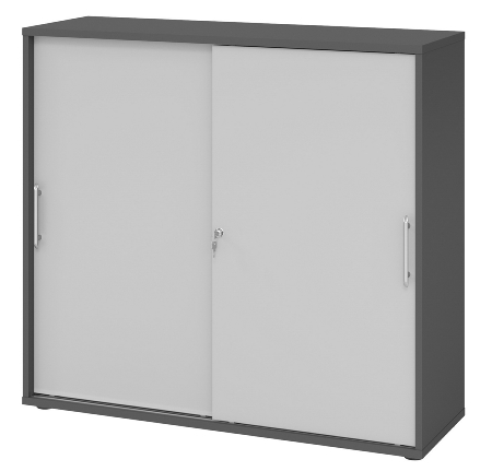 Hammerbacher 1753S Schiebetürenschrank 3OH Bügelgriff (BS) abschließbar (BxTxH)120x40x110cm Weiß/Nussbaum