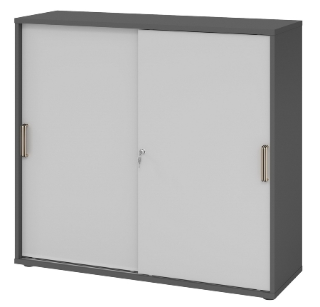 Hammerbacher 1753S Schiebetürenschrank 3OH Bügelgriff (BS) abschließbar (BxTxH)120x40x110cm Weiß/Nussbaum