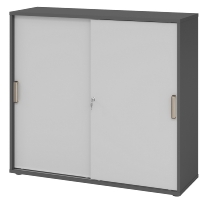 Hammerbacher 1753S Schiebetürenschrank 3OH Bügelgriff (BS) abschließbar (BxTxH)120x40x110cm Weiß/Nussbaum