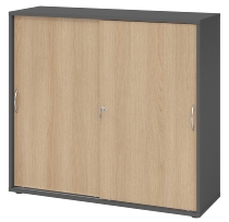 Hammerbacher 1753S Schiebetürenschrank 3OH Bügelgriff (BS) abschließbar (BxTxH)120x40x110cm Weiß/Nussbaum