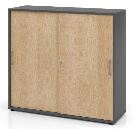 Hammerbacher 1753S Schiebetürenschrank 3OH Bügelgriff (BS) abschließbar (BxTxH)120x40x110cm Weiß/Nussbaum