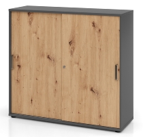 Hammerbacher 1753S Schiebetürenschrank 3OH Bügelgriff (BS) abschließbar (BxTxH)120x40x110cm Weiß/Nussbaum