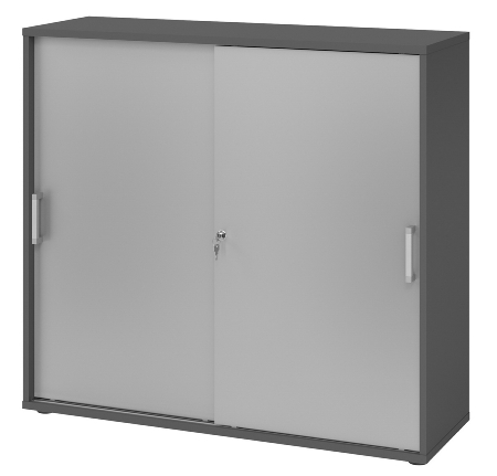 Hammerbacher 1753S Schiebetürenschrank 3OH Bügelgriff (BS) abschließbar (BxTxH)120x40x110cm Weiß/Nussbaum