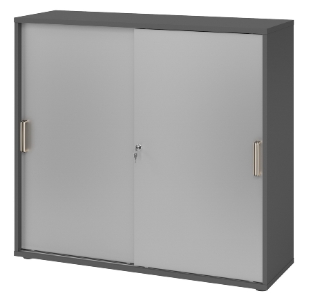 Hammerbacher 1753S Schiebetürenschrank 3OH Bügelgriff (BS) abschließbar (BxTxH)120x40x110cm Weiß/Nussbaum