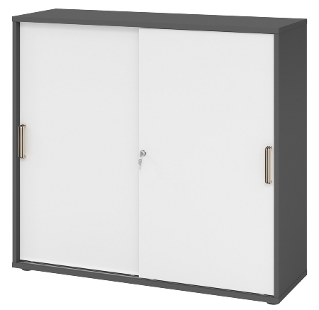 Hammerbacher 1753S Schiebetürenschrank 3OH Bügelgriff (BS) abschließbar (BxTxH)120x40x110cm Weiß/Nussbaum