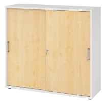 Hammerbacher 1753S Schiebetürenschrank 3OH Bügelgriff (BS) abschließbar (BxTxH)120x40x110cm Weiß/Nussbaum