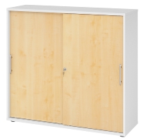 Hammerbacher 1753S Schiebetürenschrank 3OH Bügelgriff (BS) abschließbar (BxTxH)120x40x110cm Weiß/Nussbaum