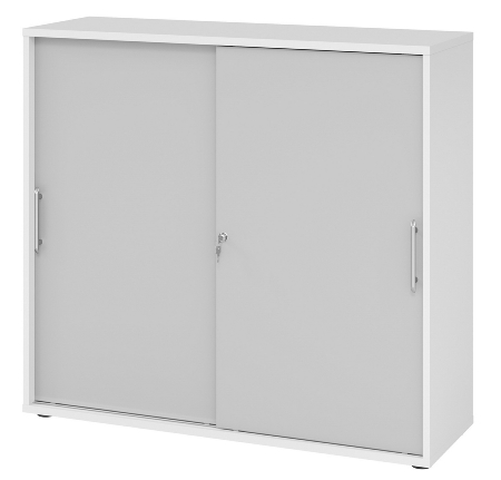 Hammerbacher 1753S Schiebetürenschrank 3OH Bügelgriff (BS) abschließbar (BxTxH)120x40x110cm Weiß/Nussbaum